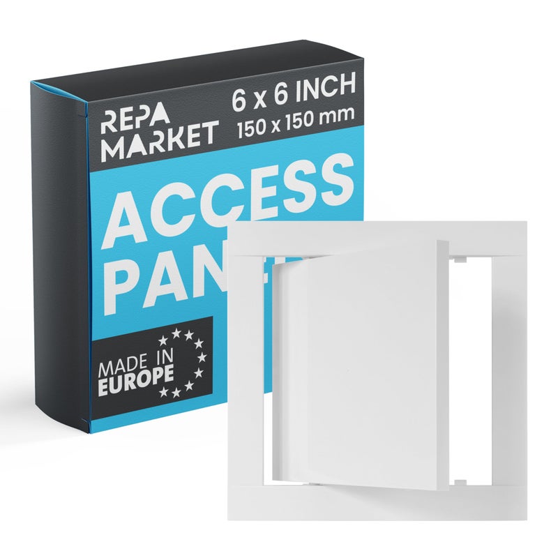 Repa Market 6 x 6 Inch Wall Access Panel for Drywall â€“ White ABS Plastic Wall Hole Cover Plate/Plumbing Access Panel for Drywall & Ceiling/Cover Plates with Latch â€“ Durable Service Hatch - Image 1